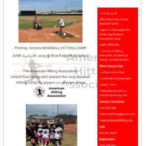 Pinetop AZ 2025 Summer Baseball Hitting Camp