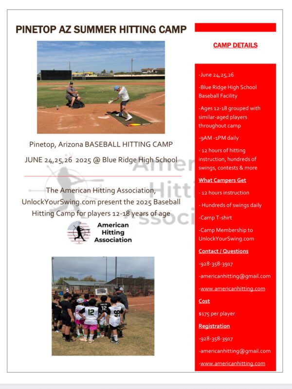 Pinetop AZ 2025 Summer Baseball Hitting Camp